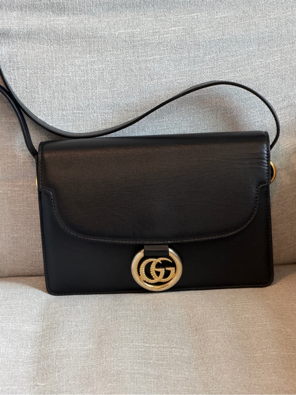 Gucci Textured Calfskin Small Torchon GG Ring Shoulder Bag